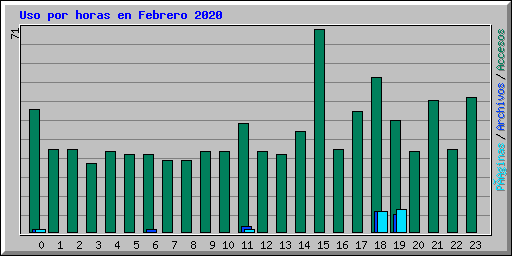Uso por horas en Febrero 2020