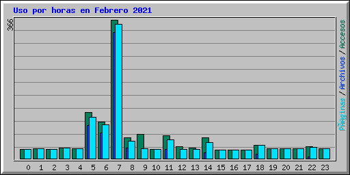 Uso por horas en Febrero 2021